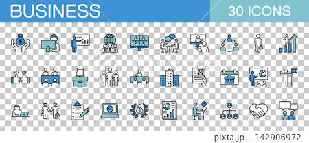 Business-related line icon set (color) Business-related line icon set (color) 142906972