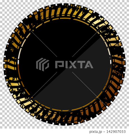 High-quality circular tire frame in black and gold. High-quality circular tire frame in black and gold. 142907033