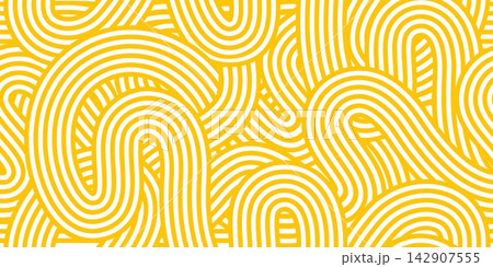 Asian ramen noodles Italian pasta seamless pattern background. Italian pasta yellow white background with looping and overlapping lines and strands for restaurant menu covers and food packaging Asian ramen noodles Italian pasta seamless pattern background. Italian pasta yellow white background with looping and overlapping lines and strands for restaurant menu covers and food packaging 142907555