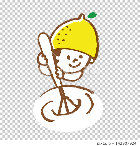レモンの帽子をかぶった男の子 泡立て器でクリームを混ぜる可愛いベクターイラスト(pi68) レモンの帽子をかぶった男の子 泡立て器でクリームを混ぜる可愛いベクターイラスト(pi68) 142907924