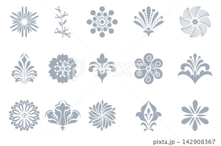 Flower icons set. Isolated elements for design. Vector graphics. Flower collection Flower icons set. Isolated elements for design. Vector graphics. Flower collection 142908367