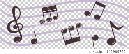 ト音記号と音符が並ぶ五線譜イラスト ト音記号と音符が並ぶ五線譜イラスト 142909762