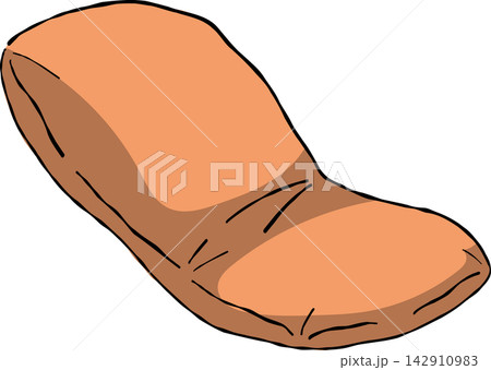 Simple vector illustration of a plain orange floor cushion or seat pad. Clean outlines and soft shading create a minimalist design for home decor. 142910983
