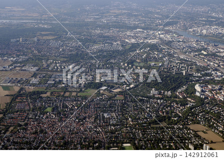 Aerial View of Frankfurt Area Urban Landscape with River Aerial View of Frankfurt Area Urban Landscape with River 142912061