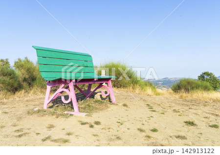 Giant Bench 393 in Tavoleto, in the Marche Apennines, Italy. Giant Bench 393 in Tavoleto, in the Marche Apennines, Italy. 142913122