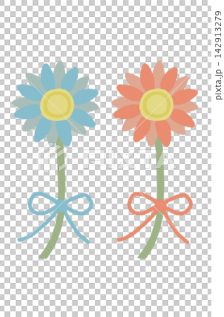 A cute illustration of two flowers tied with ribbons, in the style of gerberas. A cute illustration of two flowers tied with ribbons, in the style of gerberas. 142913279