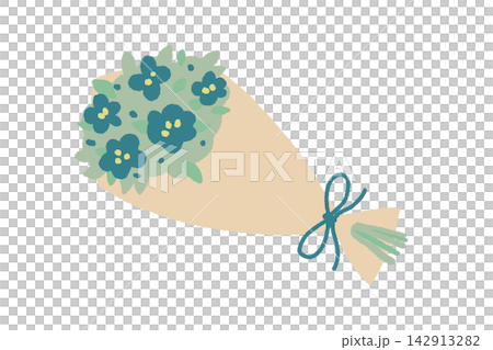 A simple and cute illustration of a bouquet of blue flowers. A simple and cute illustration of a bouquet of blue flowers. 142913282