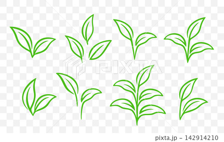 Plants icons set, branches with leaves, eco twigs and sprigs 142914210