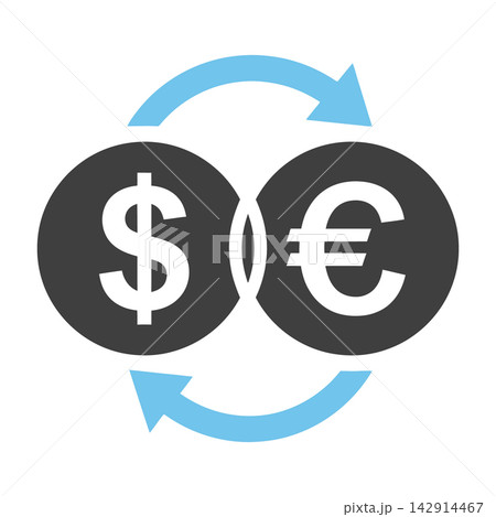 Currency exchange symbol with dollar and euro signs in circular arrow Currency exchange symbol with dollar and euro signs in circular arrow 142914467