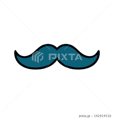 Elegant hand-drawn mustache doodle perfect for branding, invitations, or comic book style designs. 142914510