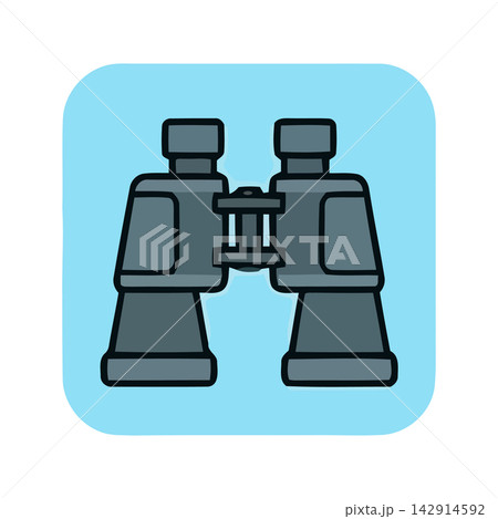 Modern vector icon showing two interconnected camera lenses, ideal for photography, science, or tech services. Modern vector icon showing two interconnected camera lenses, ideal for photography, science, or tech services. 142914592