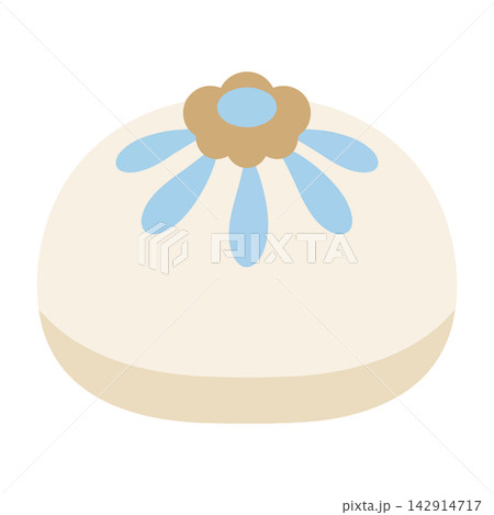 Creamy dessert with blue flower design on top sweet food 142914717