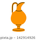 Bronze jug isolated on white background. Traditional metallic pitcher or jar icon. Antique brass oil vessel. 142914926