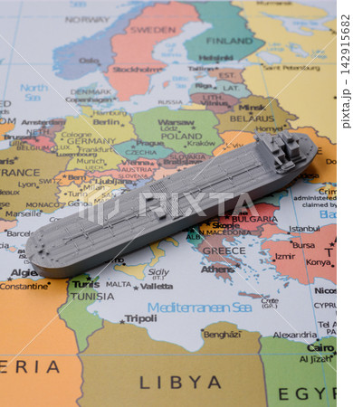 An oil tanker for maritime transport, energy resources and their movement. An oil tanker 142915682