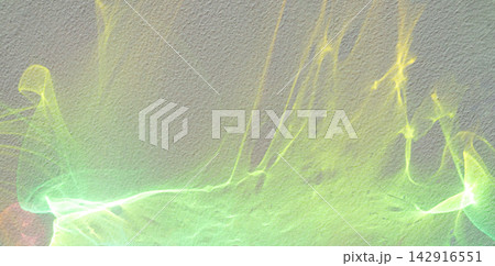 Abstract neon green light on textured wall with glowing smoke and fluid motion 142916551