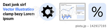 Business management, data visualization, financial analysis, business optimization, data-driven decision-making, performance tracking. Gear symbol, chart graph percentage sign. Business management Business management, data visualization, financial analysis, business optimization, data-driven decision-making, performance tracking. Gear symbol, chart graph percentage sign. Business management 142917193