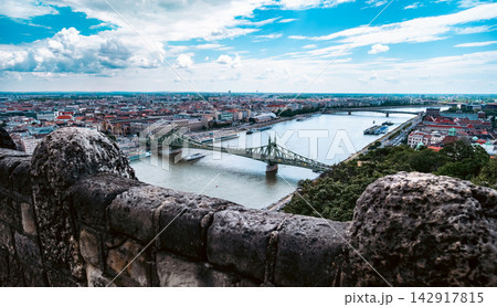 Amazing Panoramic View Of The City Center And The Freedom Bridge In Budapest 142917815