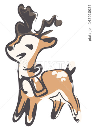 Cute Christmas Reindeer Hand Drawn Vector 142918025