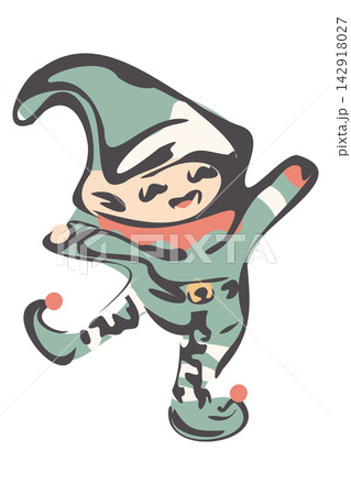 Cute Christmas Elf Hand Drawn Vector 142918027