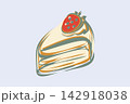 Hand drawn strawberry cake slice vector with cream. 142918038