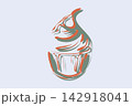 Hand drawn cream cupcake vector. 142918041