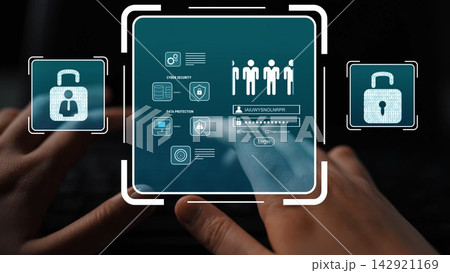 Hands Typing on Laptop with Cyber Security Icons and Data Protection Elements Emphasizing Online Safety and Digital Identity Management Gluon Hands Typing on Laptop with Cyber Security Icons and Data Protection Elements Emphasizing Online Safety and Digital Identity Management Gluon 142921169