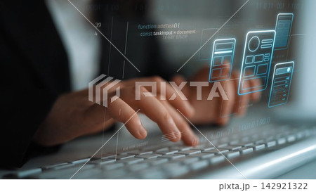 UI UX Design Mockup with Programming and Code Interface Marrow 142921322