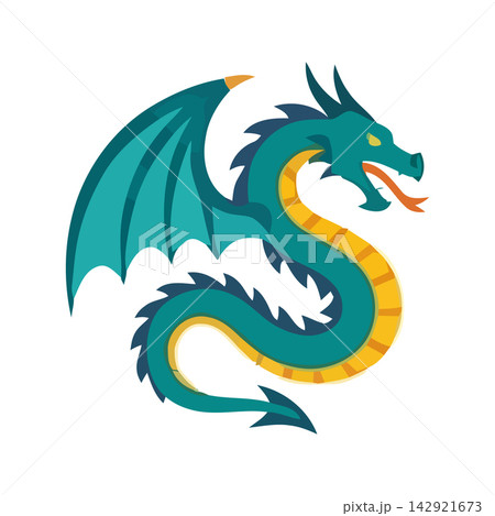Vibrant and cool blue sea dragon illustration, perfect for fantasy, nautical or magical themed designs. Vibrant and cool blue sea dragon illustration, perfect for fantasy, nautical or magical themed designs. 142921673