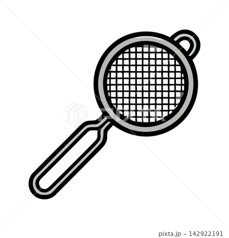 Simple, black line art sketch icon drawing of a cricket net and bat. Simple, black line art sketch icon drawing of a cricket net and bat. 142922191