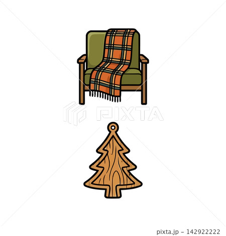 Elegant and stylish outline drawing of a stylized pine tree, perfect for nature or seasonal decor. 142922222