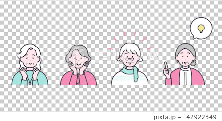 一位老年女性擺出積極姿勢的插圖 一位老年女性擺出積極姿勢的插圖 142922349