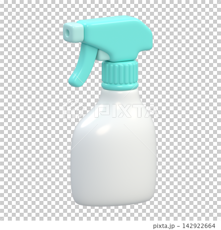 3D illustration of a stylized spray bottle with a transparent background. 3D illustration of a stylized spray bottle with a transparent background. 142922664