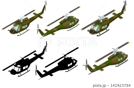 UH-1ヘリコプターセット（迷彩塗装） 142923784