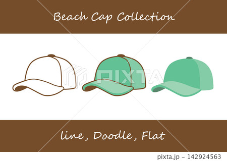 Beach Cap Doodle, Line, Flat Style Beach Cap Doodle, Line, Flat Style 142924563