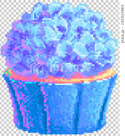Hydrangea flower cupcake in pixel art Hydrangea flower cupcake in pixel art 142924963