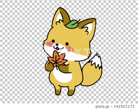 Autumn leaves and a cute fox illustration. Autumn leaves and a cute fox illustration. 142925173