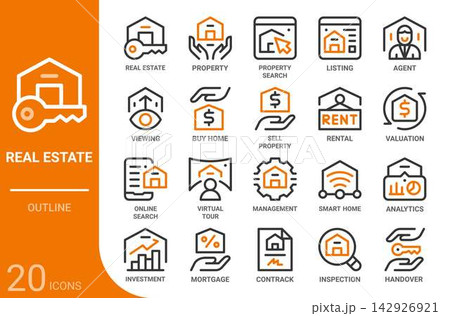 real estate outline icon set,20 vector icons 142926921