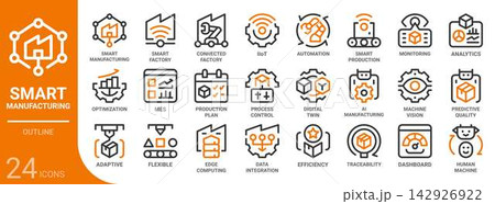 smart manufacturing outline icon set,24 vector icons 142926922