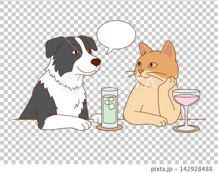 話す犬と話を聞く猫のイラスト 話す犬と話を聞く猫のイラスト 142928488