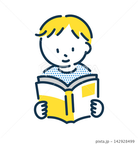 冊子を読む男の子のイラスト 142928499