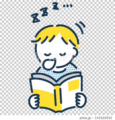 読書中居眠りをする男の子のイラスト 読書中居眠りをする男の子のイラスト 142928502