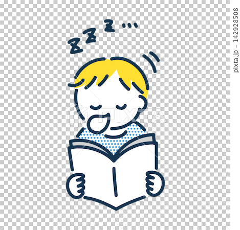 Illustration of a boy dozing off Illustration of a boy dozing off 142928508
