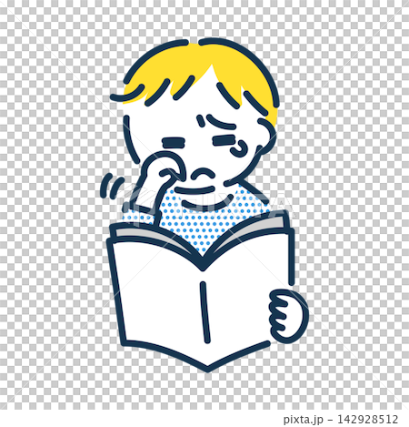 Illustration of a boy who is moved and disappointed. Illustration of a boy who is moved and disappointed. 142928512