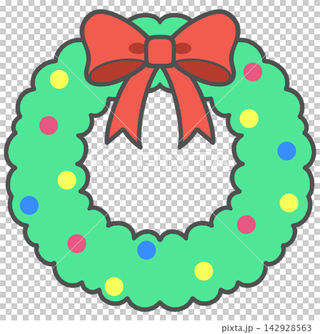 Cute Christmas Wreath with Bow and Holly 142928563