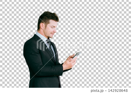 スマートフォンを操作する欧米人ビジネスマン(商社,貿易,グローバル,通訳,翻訳) スマートフォンを操作する欧米人ビジネスマン(商社,貿易,グローバル,通訳,翻訳) 142928648
