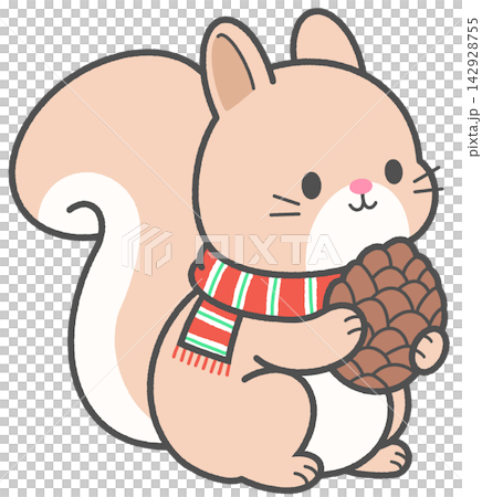 Cute Squirrel with Scarf and Pinecone Cute Squirrel with Scarf and Pinecone 142928755