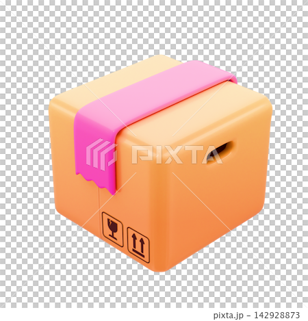 Cute online shopping/e-commerce icon, 3D illustration, shipping cardboard box. Cute online shopping/e-commerce icon, 3D illustration, shipping cardboard box. 142928873