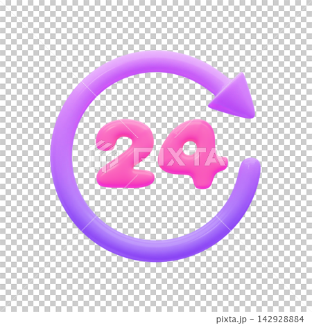 Cute online shopping/e-commerce icon; 24-hour customer support. 142928884