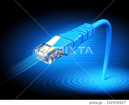 3D Network Cable and Plug Illustration 3D Network Cable and Plug Illustration 142930927