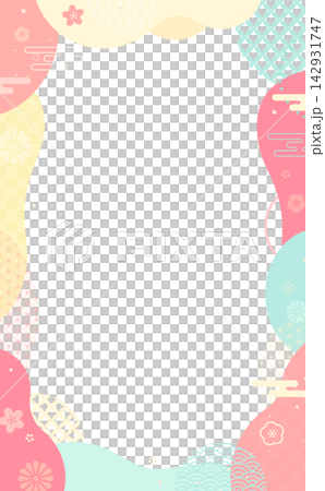 Simple and pop pastel Japanese style transparent frame 3_vertical Simple and pop pastel Japanese style transparent frame 3_vertical 142931747